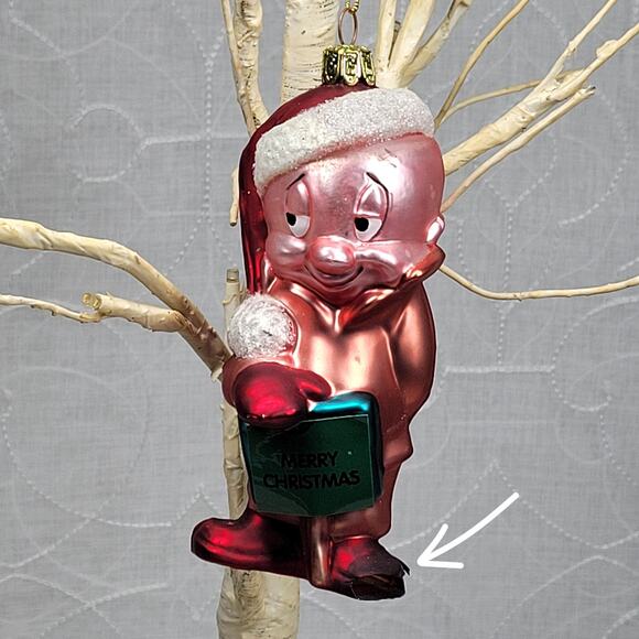 2001 Warner Bros. Merry Christmas Ornament Vintage Glass Character Red Pink 5” - Picture 10 of 16